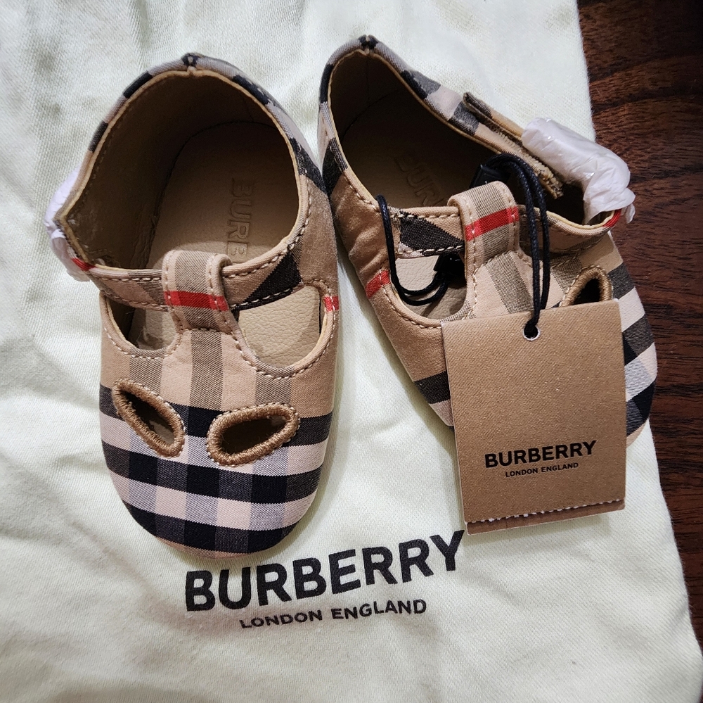 Burberry Baby Walker Shoes - Black, Tan, and Red